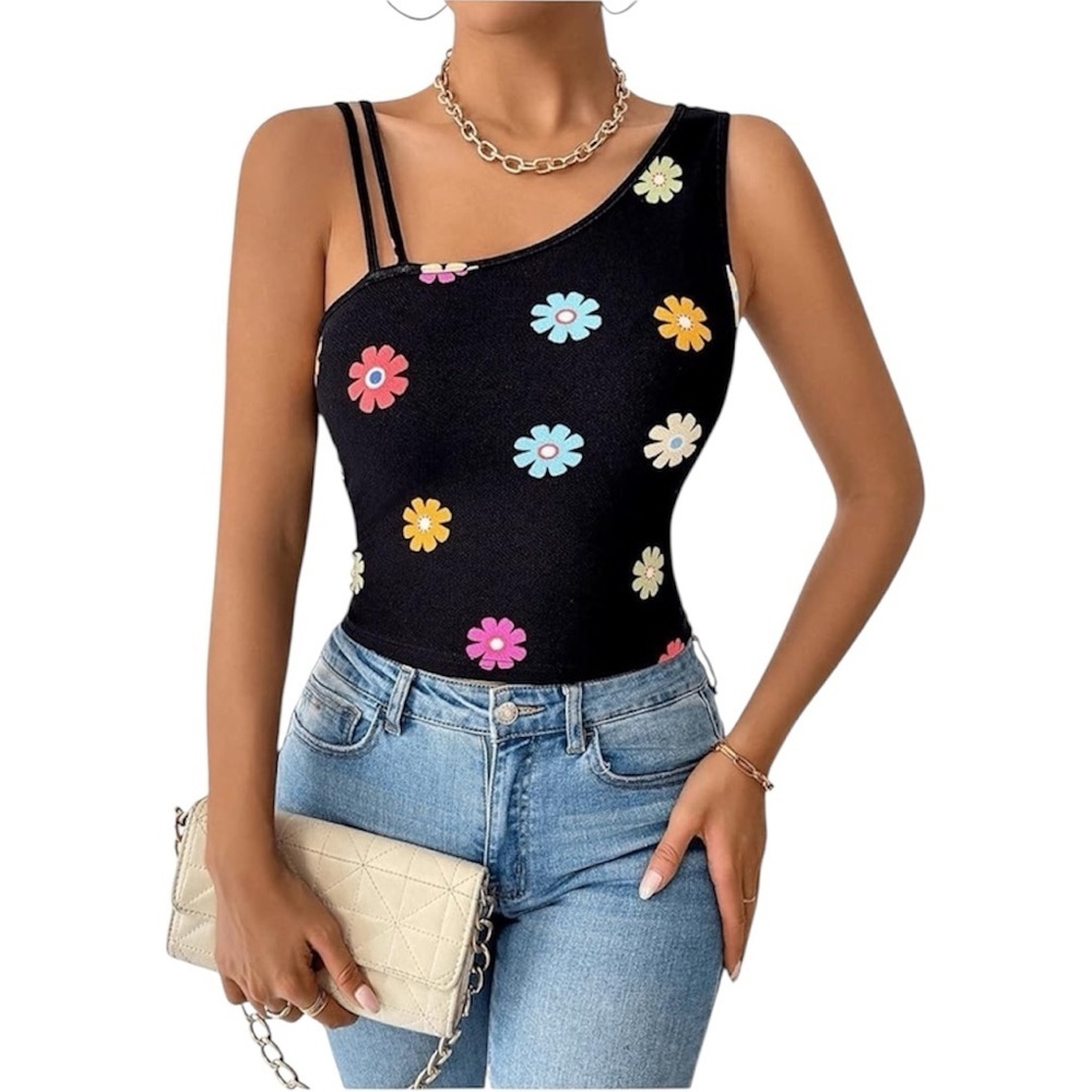 ❤️ 🆕 SHEIN Floral Asymmetrical Women's Crop Top Size S